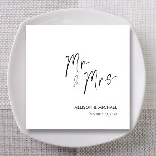 Serviette En Papier Mariage personnalisé avec écriture classique Mr & 