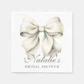 Serviette En Papier Mariage Personnalisé avec Nœud Blanc Élégant (Devant)