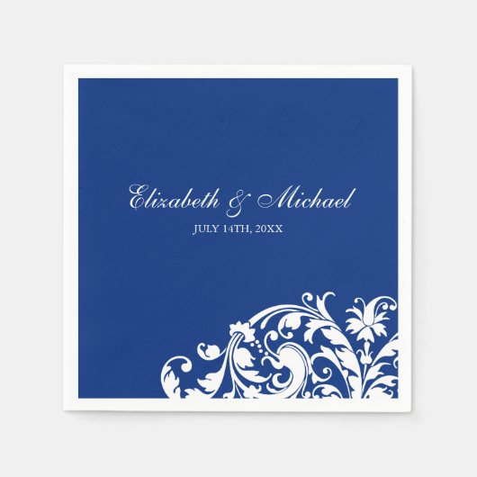 Serviette En Papier Mariage personnalisé bleu blanc (Devant)