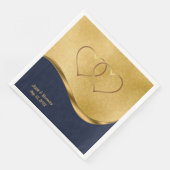 Serviette En Papier Mariage personnalisé bleu marine et or (Coin)