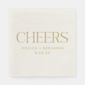 Serviette En Papier Mariage personnalisé Cheers Groovy Gold Typographi (Devant)