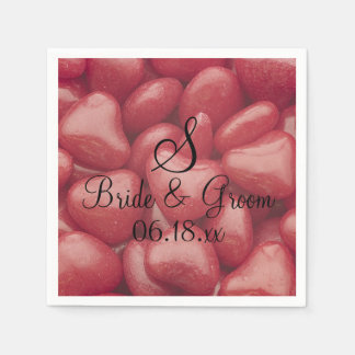 Serviette En Papier Mariage personnalisé Coeurs bonbons Monogrammes No