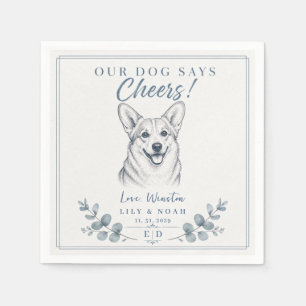 Serviette En Papier Mariage personnalisé Corgi Chien amateur animal Fl