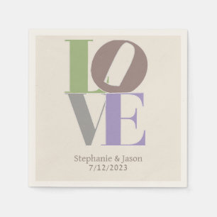 Serviette En Papier Mariage personnalisé d'amour moderne