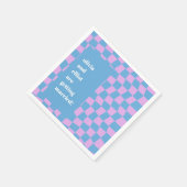 Serviette En Papier Mariage personnalisé de couples rétro damier viole (Coin)