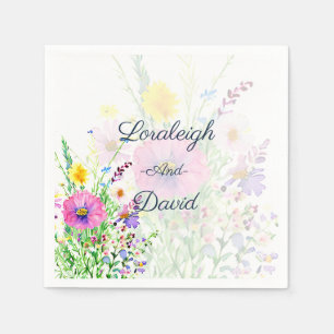 Serviette En Papier Mariage personnalisé de fleurs sauvages printanièr