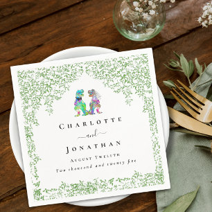 Serviette En Papier Mariage personnalisé de la mariée et du marié dino