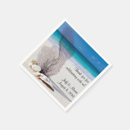 Serviette En Papier Mariage personnalisé de plage de corail (Coin)