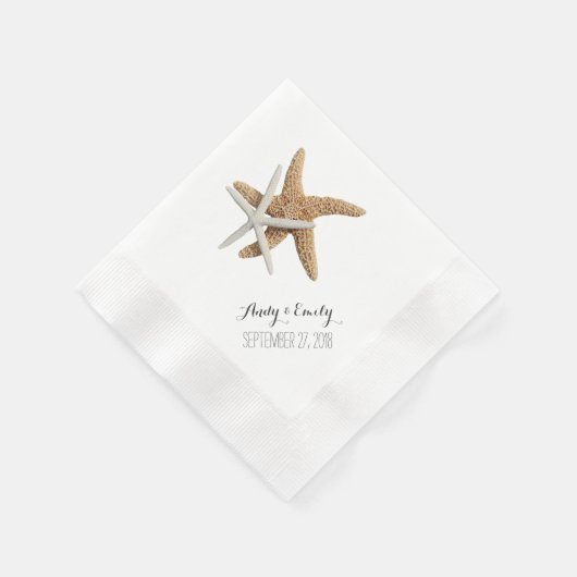 Serviette En Papier Mariage personnalisé de poisson étoilé blanc (Coin)