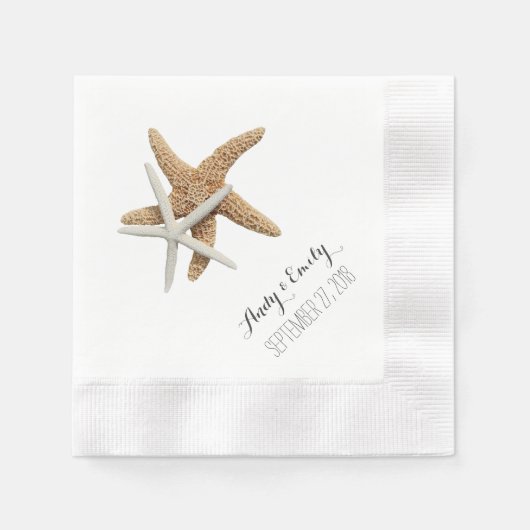 Serviette En Papier Mariage personnalisé de poisson étoilé blanc (Devant)