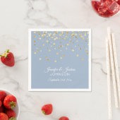 Serviette En Papier Mariage personnalisé Dusty BLUE Gold Confetti (En situation)