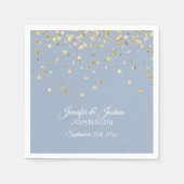 Serviette En Papier Mariage personnalisé Dusty BLUE Gold Confetti (Devant)