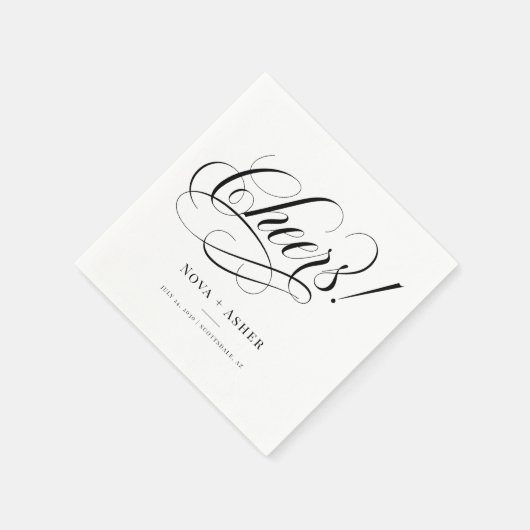 Serviette En Papier Mariage personnalisé élégant (Coin)