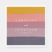 Serviette En Papier Mariage personnalisé élégant à rayures de mauve et (Devant)