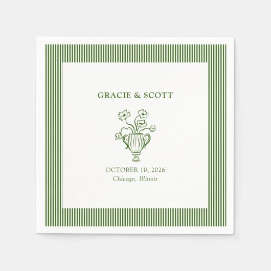 Serviette En Papier Mariage personnalisé élégant et élégant (Devant)