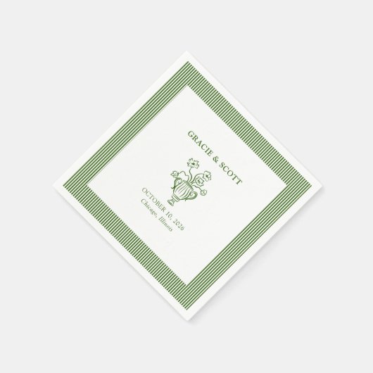 Serviette En Papier Mariage personnalisé élégant et élégant (Coin)