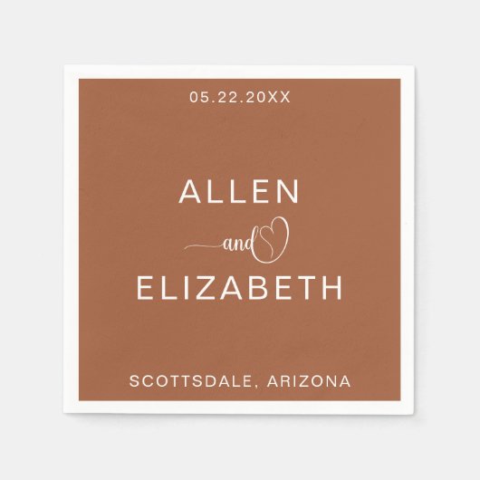 Serviette En Papier Mariage personnalisé élégant et moderne en terre c (Devant)