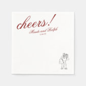 Serviette En Papier Mariage Personnalisé Élégant Rouge Classique (Devant)