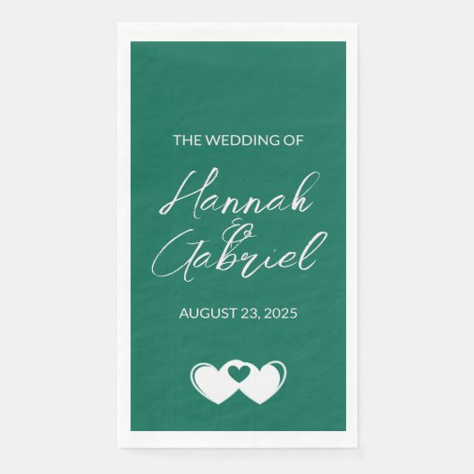 Serviette En Papier Mariage personnalisé Emerald Green (Devant)