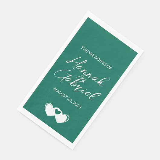 Serviette En Papier Mariage personnalisé Emerald Green (Coin)