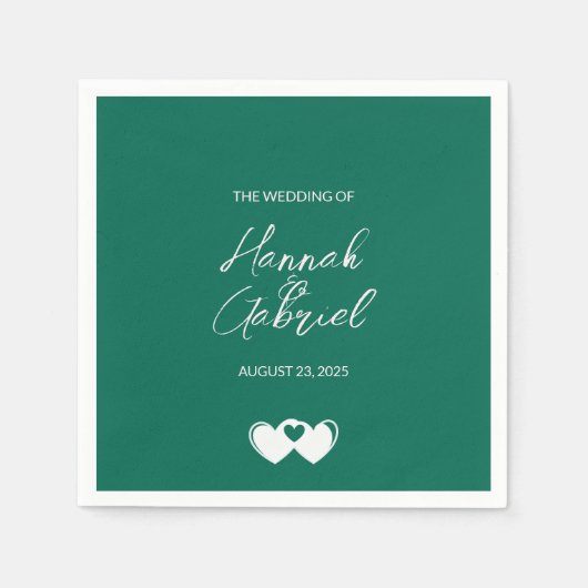Serviette En Papier Mariage personnalisé Emerald Green (Devant)