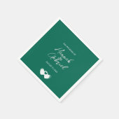 Serviette En Papier Mariage personnalisé Emerald Green (Coin)
