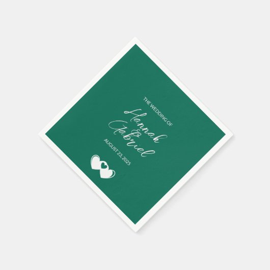 Serviette En Papier Mariage personnalisé Emerald Green (Coin)