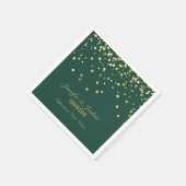 Serviette En Papier Mariage personnalisé EMERALD Green Gold Confetti (Coin)
