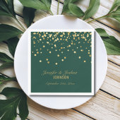 Serviette En Papier Mariage personnalisé EMERALD Green Gold Confetti