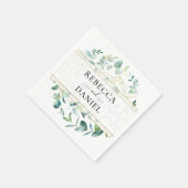 Serviette En Papier Mariage personnalisé Eucalyptus de verdure géométr (Coin)