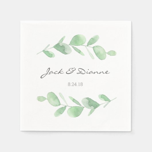 Serviette En Papier Mariage personnalisé Eucalyptus Napkin (Devant)