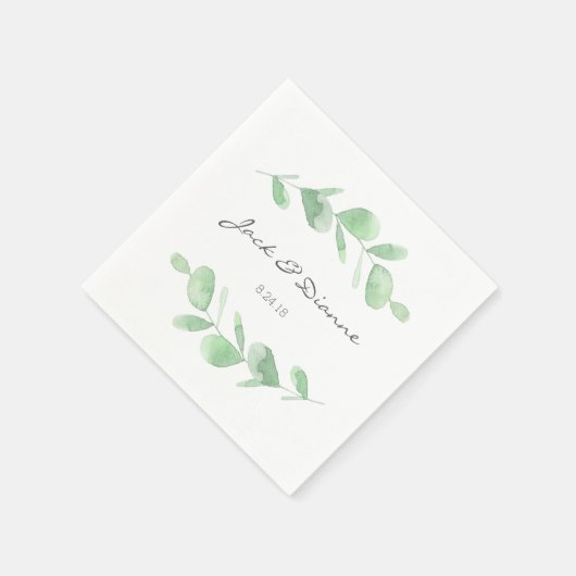 Serviette En Papier Mariage personnalisé Eucalyptus Napkin (Coin)