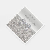 Serviette En Papier Mariage personnalisé Faux Silver Sequins Bow (Coin)