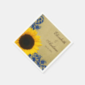 Serviette En Papier Mariage personnalisé Fleur de tournesol rustique (Coin)
