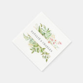 Serviette En Papier Mariage personnalisé Folial vert sauvage (Coin)