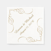 Serviette En Papier Mariage personnalisé Gold Dark Swirl (Devant)