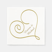 Serviette En Papier Mariage personnalisé Gold Heart (Devant)