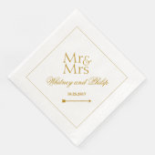 Serviette En Papier Mariage personnalisé M. Mme Gold (Coin)