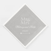Serviette En Papier Mariage personnalisé M. Mme Silver (Coin)