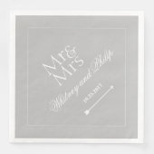 Serviette En Papier Mariage personnalisé M. Mme Silver (Devant)
