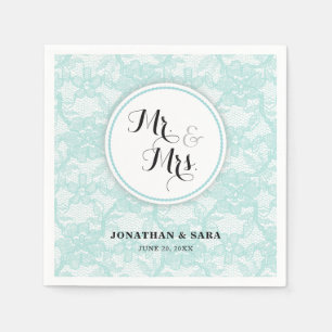 Serviette En Papier Mariage personnalisé M. & Mme Toile de dentelle sa