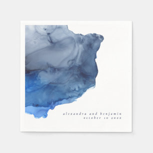 Serviette En Papier Mariage personnalisé Marine Indigo Abstrait modern