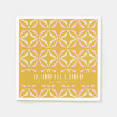 Serviette En Papier Mariage Personnalisé Mid Mod Géométrique Jaune Ros (Devant)