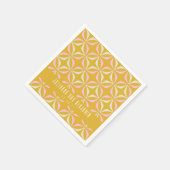 Serviette En Papier Mariage Personnalisé Mid Mod Géométrique Jaune Ros (Coin)