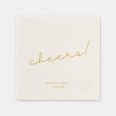 Serviette En Papier Mariage personnalisé minimaliste Gold Script (Devant)
