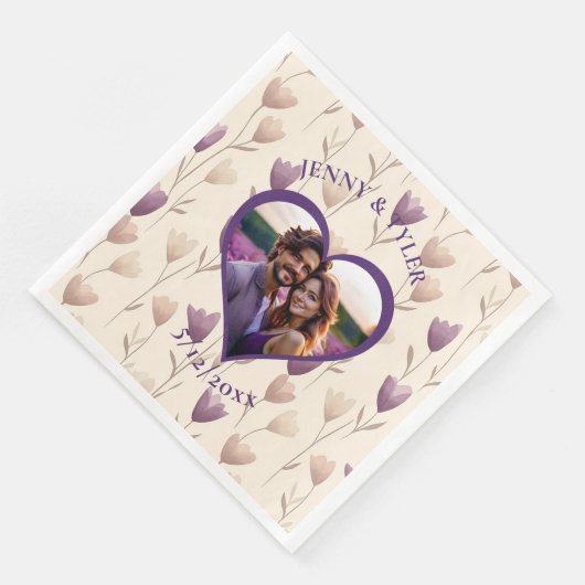 Serviette En Papier Mariage personnalisé | Modèle photo (Coin)