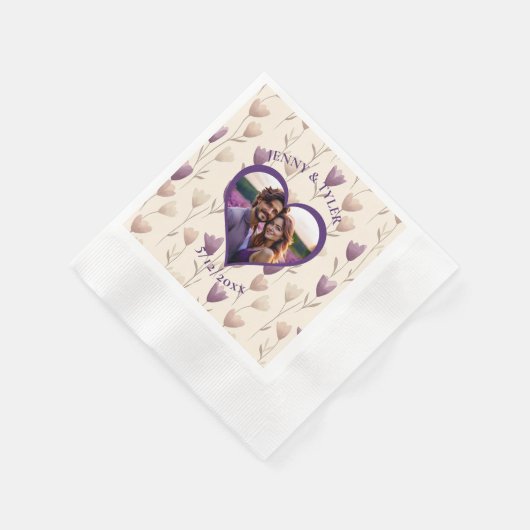 Serviette En Papier Mariage personnalisé | Modèle photo (Coin)