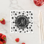 Serviette En Papier Mariage personnalisé Monogramme noir blanc gris (En situation)