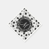Serviette En Papier Mariage personnalisé Monogramme noir blanc gris (Coin)