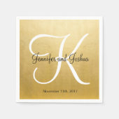 Serviette En Papier Mariage personnalisé Monogramme personnalisé Gold (Devant)
